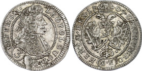 Bohemia 3 Kreuzer 1704 GE
KM# 590, N# 43302; Silver; Leopold I; Prague Mint; VF-XF