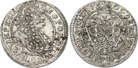 Bohemia 3 Kreuzer 1705 GE
KM# 590, N# 43302; Silver; Leopold I; Prague Mint; VF+
