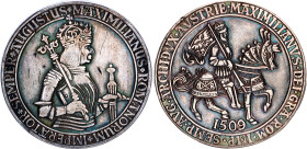 Austria Guldiner Type Silver Medal "Maximilian I" 1509 Restrike
Silver 30.47 g., 42.5 mm.; Maximilian I; XF with nice toning