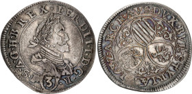 Austria 3 Kreuzer 1632
KM# 709, N# 73093; Silver; Ferdinand II; Graz Mint; XF+ with nice toning
