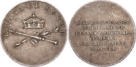 Austria Silver Coronation Medal 1791
Silver 2.09 g., 20 mm.; Maria Ludovica; Coronation of Bohemian Queen in Prague; UNC, toned