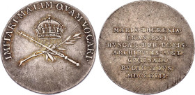 Austria Silver Coronation Medal 1792 Big
Silver 2.08 g., 20 mm.; Maria Theresa; Coronation of Hungarian Queen in Buda.; UNC, toned