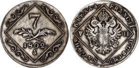 Austria 7 Kreuzer 1802 A
KM# 2129, N# 18836; Silver; Franz II; Vienna Mint; XF