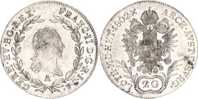 Austria 20 Kreuzer 1802 A
KM# 2139, N# 22610; Silver; XF+