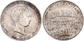 Austria Silver Medal "Coronation of Ferdinand I in Milan" 1838
Hauser 41; Mont. 2585; Silver 5.46 g., 21 mm.; Coronation of Lombardy-Venetian king in...