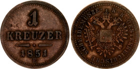 Austria 1 Kreuzer 1851 E
KM# 2185, N# 4847; Franz Joseph I; XF
