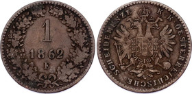 Austria 1 Kreuzer 1862 E
KM# 2186, N# 2360; Copper; Franz Joseph I; XF