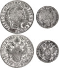Austria 3 & 20 Kreuzer 1836 - 1838
KM# 2190, 2208; Silver; Ferdinand I; F/VF