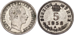 Austria 5 Kreuzer 1858 A
KM# 2197, N# 19930; Billon; Franz Joseph I; XF