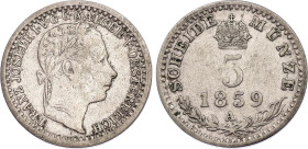 Austria 5 Kreuzer 1859 A
KM# 2197, N# 19930; Billon; Franz Joseph I; VF