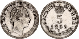 Austria 5 Kreuzer 1859 V
KM# 2197, N# 19930; Billon; Franz Joseph I; XF+