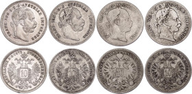 Austria 4 x 10 Kreuzer 1868 - 1872
KM# 2206, N# 4962; Silver; Franz Joseph I; F/XF