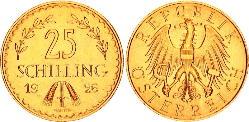 Austria 25 Schilling 1926
KM# 2841, Fr# 521, N# 14763; Gold (.900) 5.88 g.; Vie...