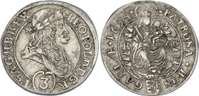 Hungary 3 Krajczar 1694 KB
KM# 236, ÉH# 1085.a, H# 1466, N# 38909; Silver; Leopold I; Kremnitz Mint; VF