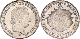 Hungary 20 Krajczar 1848 B
KM# 432, N# 28029; Silver; Ferdinand V; War of Independence Coinage; UNC with hairlines