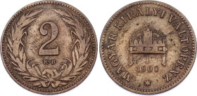 Hungary 2 Filler 1900 KB
KM# 481, N# 4679; Silver; Franz Joseph I; XF