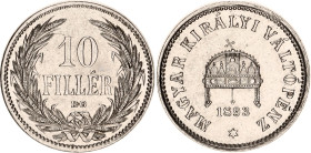 Hungary 10 Filler 1893 KB
KM# 482, Schön# 3, ÉH# 1499, H# 2207, Adamo# K3, N# 3835; Nickel; Franz Joseph I; Kremnitz Mint; UNC