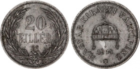 Hungary 20 Filler 1914 KB
KM# 483, N# 10038; Nickel; Franz Joseph I; UNC