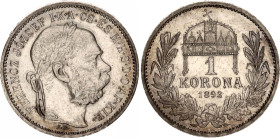 Hungary 1 Korona 1893 KB
KM# 484, Schön# 5.1, ÉH# 1495, H# 2203, N# 7093; Silver; Franz Joseph I; Kremnitz Mint; AUNC