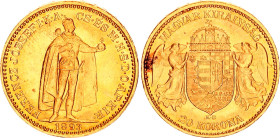 Hungary 20 Korona 1893 KB
KM# 486, H# 2198, ÉH# 1489, Adamo# K9, N# 33163; Gold (.900) 6.78 g.; Franz Joseph I; Kremnitz Mint; UNC Luster