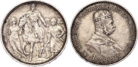 Hungary 1 Korona 1896 KB
KM# 487, N# 15758; Silver; Magyar Millennium; Franz Joseph I; XF