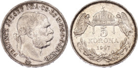 Hungary 5 Korona 1907 KB
KM# 488, N# 12866; Silver; Franz Joseph I; XF