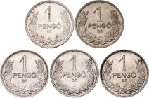 Hungary 5 x 1 Pengo 1926 - 1939 BP
KM# 510, N# 7920; Silver; XF/UNC-
