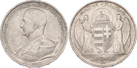 Hungary 5 Pengo 1939 BP
KM# 517, N# 17790; Silver; Miklós Horthy Birthday; UNC