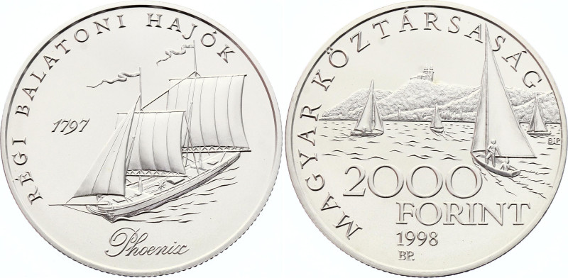 Hungary 2000 Forint 1998 BP
KM# 731; Obv: Sailboats on Lake Balaton // Rev: The...