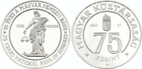Hungary 75 Forint 1999 BP
KM# 734; Silver Proof; 75th Anniversary of National Bank of Hungary