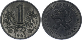 Bohemia & Moravia 1 Koruna 1943
KM# 4, Schön# 22, N# 3063; Zinc; German Protectorate; UNC