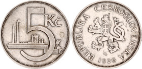 Czechoslovakia 5 Korun 1926
KM# 10, Schön# 8, N# 1226; Copper-nickel; Kremnitz Mint; XF