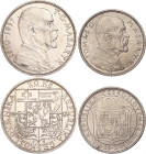 Czechoslovakia 10 - 20 Korun 1928 - 1937
KM# 12, 18; Silver; President Masaryk; XF+ with mint luster
