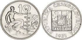 Czechoslovakia 10 Korun 1931
KM# 15, N# 7797; Silver; UNC with minor hairlines