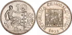 Czechoslovakia 10 Korun 1932
KM# 15, Schön# 10, N# 7797; Silver; Kremnitz Mint; UNC