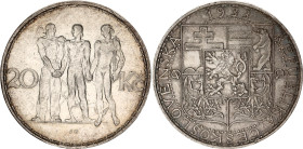 Czechoslovakia 20 Korun 1933
KM# 17, Schön# 11, N# 12629; Silver; Kremnitz Mint; AUNC Toned with hairlines