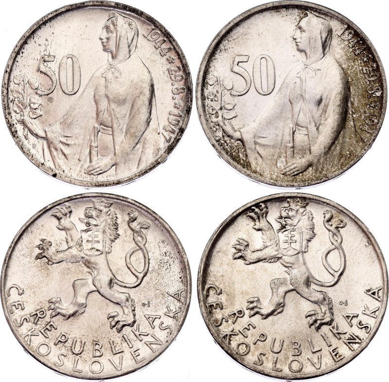 Czechoslovakia 2 x 50 Korun 1947
KM# 24, N# 12634; Silver; 3rd Anniversary - Sl...