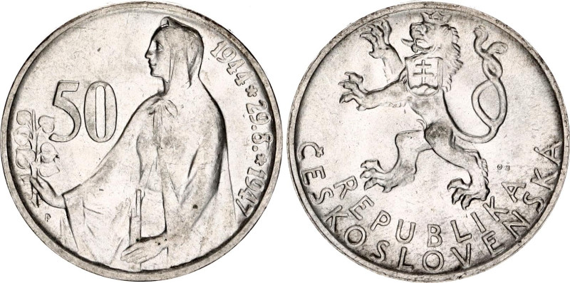 Czechoslovakia 50 Korun 1947
KM# 24, N# 12634; Silver; 3rd Anniversary - Slovak...