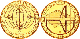 Czech Republic Gold Medal Air Navigation Services 1998
Gold (.999) 7.82 g., 21.7 mm., Proof; Air Navigation Services of the Czech Republic