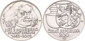 Czech Republic 200 Korun 2002
KM# 57, N# 30726; Silver; 550th Anniversary of the Appointment of George of Poděbrady as Governor of the Crown Lands of...