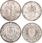 Slovakia 10 - 20 Korun 1941 - 1944
KM# 7, 9; Silver; XF