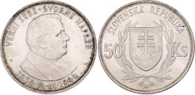 Slovakia 50 Korun 1944
KM# 10, N# 6088; Silver; Fifth Anniversary of the Slovak Republic 1944; UNC- with full mint luster