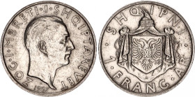 Albania 1 Frang 1937 R
KM# 16, N# 11784; Silver; Zog I; AUNC