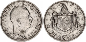 Albania 2 Franga 1935 R
KM# 17, N# 18313; Silver; Zog I; XF