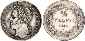 Belgium 1/4 Franc 1834
KM# 8, LA# BFM-51, N# 260; Silver; Leopold I; Brussels Mint; AUNC Toned