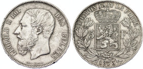 Belgium 5 Francs 1873
KM# 24, LA# BFM-127, N# 276; Silver; Leopold I; Brussels Mint; XF