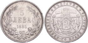 Bulgaria 5 Leva 1885
KM# 7, N# 18110; Silver; Aleksandr I; XF+