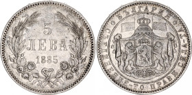 Bulgaria 5 Leva 1885
KM# 7, N# 18110; Silver; Alexander I; VF+