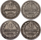 Bulgaria 4 x 10 Stotinki 1888
KM# 10, N# 15659; Ferdinand I; VF/XF-