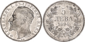 Bulgaria 5 Leva 1894 KB
KM# 18, N# 17712; Silver; Ferdinand I; XF+/AUNC